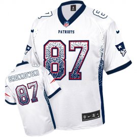 Nike New England Patriots #87 Rob Gronkowski White Mens Stitched NFL Elite Drift Fashion Jersey