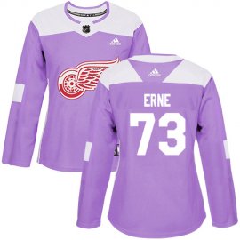 Adidas Detroit Red Wings #73 Adam Erne Purple Authentic Fights Cancer Womens Stitched NHL Jersey