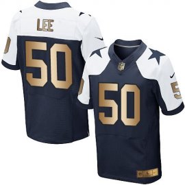 Nike Dallas Cowboys #50 Sean Lee Navy Blue Thanksgiving Throwback Mens Stitched NFL Elite Gold Jersey