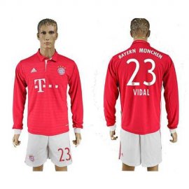 Bayern Munchen #23 Vidal Home Long Sleeves Soccer Club Jersey