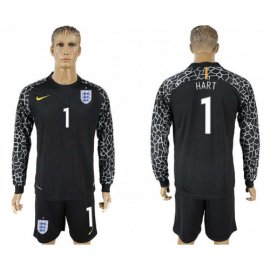 England #1 HART Black Goalkeeper 2018 FIFA World Cup Long Sleeve Soccer Jersey