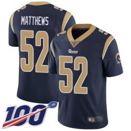 Nike Los Angeles Rams #52 Clay Matthews Navy Blue Team Color Mens Stitched NFL 100th Season Vapor Limited Jersey