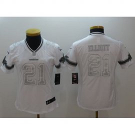 Nike Dallas Cowboys #21 Ezekiel Elliott White Womens Stitched NFL Limited Platinum Jersey
