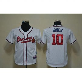 Atlanta Braves #10 Chipper Jones White Cool Base Stitched Youth MLB Jersey
