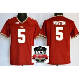Kids Florida State Seminoles (FSU) 5 Jameis Winston Red College Football NCAA Jerseys 2014 Vizio BCS National Championship Game Patch