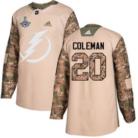Adidas Tampa Bay Lightning #20 Blake Coleman Camo Authentic 2017 Veterans Day Youth 2020 Stanley Cup Champions Stitched NHL Jersey