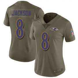 Nike Baltimore Ravens #8 Lamar Jackson Olive Womens Stitched NFL Limited 2017 Salute to Service Jersey