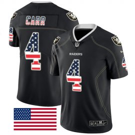 Nike Las Vegas Raiders #4 Derek Carr Black Mens Stitched NFL Limited Rush USA Flag Jersey