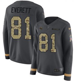 Nike Los Angeles Rams #81 Gerald Everett Anthracite Salute to Service Womens Stitched NFL Limited Therma Long Sleeve Jersey
