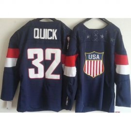 2014 Olympic Team USA #32 Jonathan Quick Navy Blue Stitched NHL Jersey