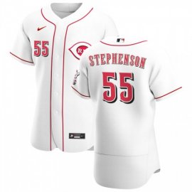 Cincinnati Reds #55 Robert Stephenson Mens Nike White Home 2020 Authentic Player MLB Jersey