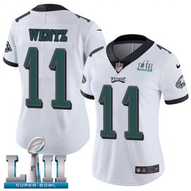 Nike Philadelphia Eagles #11 Carson Wentz White Super Bowl LII Womens Stitched NFL Vapor Untouchable Limited Jersey