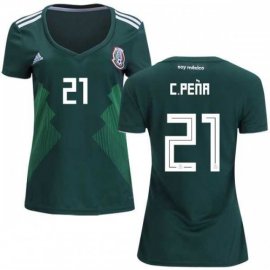 Womens Mexico #21 C.Pena Home Soccer Country Jersey