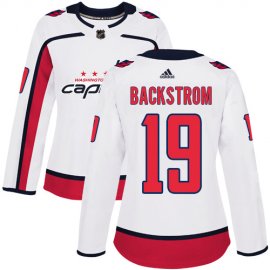 Adidas Washington Capitals #19 Nicklas Backstrom White Road Authentic Womens Stitched NHL Jersey