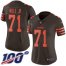 Nike Cleveland Browns #71 Jedrick Wills JR Brown Womens Stitched NFL Limited Rush 100th Season Jersey