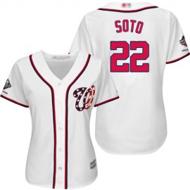 Washington Nationals #22 Juan Soto White Home 2019 World Series Champions Womens Stitched MLB Jersey