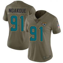 Nike Jacksonville Jaguars #91 Yannick Ngakoue Olive Womens Stitched NFL Limited 2017 Salute to Service Jersey