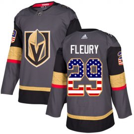 Adidas Vegas Golden Knights #29 Marc-Andre Fleury Grey Home Authentic USA Flag Stitched NHL Jersey