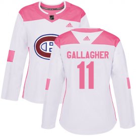 Adidas Montreal Canadiens #11 Brendan Gallagher White/Pink Authentic Fashion Womens Stitched NHL Jersey