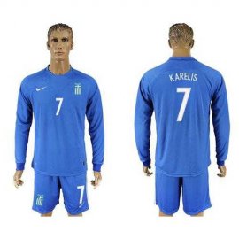 Greece #7 Karelis Away Long Sleeves Soccer Country Jersey