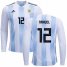 Argentina #12 Nahuel Home Long Sleeves Kid Soccer Country Jersey