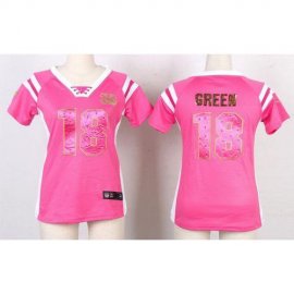 Nike Cincinnati Bengals #18 A.J. Green Pink Womens Stitched NFL Elite Draft Him Shimmer Jersey