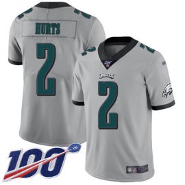 Nike Philadelphia Eagles #2 Jalen Hurts Silver Youth Stitched NFL Limited Inverted Legend 100th Season Jersey