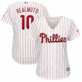 Philadelphia Phillies #10 JT Realmuto Majestic Womens Home Cool Base Player Jersey White