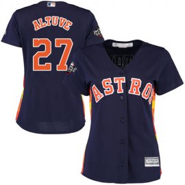 Houston Astros #27 Jose Altuve Navy Blue Alternate 2019 World Series Bound Womens Stitched MLB Jersey
