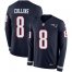 Nike New England Patriots #8 Jamie Collins Sr Navy Blue Team Color Mens Stitched NFL Limited Therma Long Sleeve Jersey