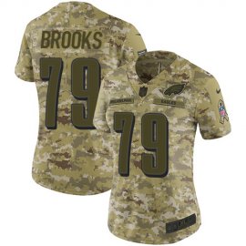 Nike Philadelphia Eagles #79 Brandon Brooks Camo Womens Stitched NFL Limited 2018 Salute to Service Jersey
