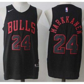 Mens Nike Chicago Bulls #24 Lauri Markkanen Black Fashion NBA Swingman Jersey