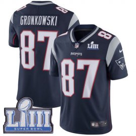 Nike New England Patriots #87 Rob Gronkowski Navy Blue Team Color Super Bowl LIII Bound Youth Stitched NFL Vapor Untouchable Limited Jersey