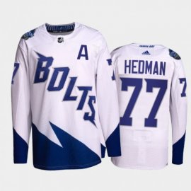 Adidas Tampa Bay Lightning #77 Victor Hedman Mens 2022 Stadium Series Authentic NHL Jersey – White Mens