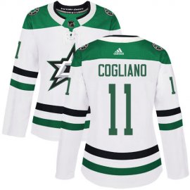 Adidas Dallas Stars #11 Andrew Cogliano White Road Authentic Womens Stitched NHL Jersey