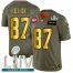 Kansas City Chiefs #87 Travis Kelce NFL Mens Nike Olive Gold Super Bowl LIV 2020 2019 Salute to Service Limited Jersey
