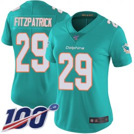 Nike Miami Dolphins #29 Minkah Fitzpatrick Aqua Green Team Color Womens Stitched NFL 100th Season Vapor Limited Jersey