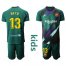 Barcelona #13 Neto Green Goalkeeper Kid Soccer Club Jersey
