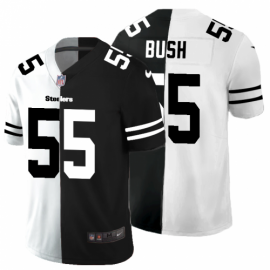 Pittsburgh Steelers #55 Devin Bush Mens Black V White Peace Split Nike Vapor Untouchable Limited NFL Jersey