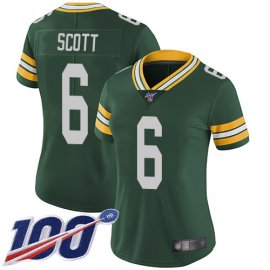 Nike Green Bay Packers #6 JK Scott Green Team Color Womens Stitched NFL 100th Season Vapor Limited Jersey