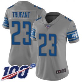 Nike Detroit Lions #23 Desmond Trufant Gray Womens Stitched NFL Limited Inverted Legend 100th Season Jersey