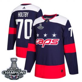 Adidas Washington Capitals #70 Braden Holtby Navy Authentic 2018 Stadium Series Stanley Cup Final Champions Stitched Youth NHL Jersey