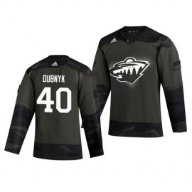 Minnesota Wild #40 Devan Dubnyk Adidas 2019 Veterans Day Mens Authentic Practice NHL Jersey Camo