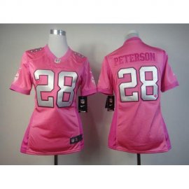 Nike Minnesota Vikings #28 Adrian Peterson Pink Womens Be Luvd Stitched NFL Elite Jersey