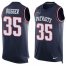 Nike New England Patriots #35 Kyle Dugger Navy Blue Team Color Mens Stitched NFL Limited Tank Top Jersey