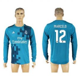 Real Madrid #12 Marcelo Sec Away Long Sleeves Soccer Club Jersey