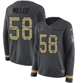 Nike Denver Broncos #58 Von Miller Anthracite Salute to Service Womens Stitched NFL Limited Therma Long Sleeve Jersey