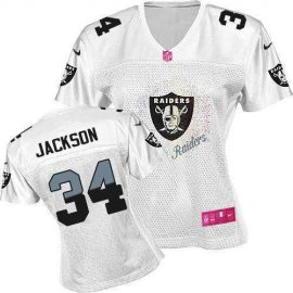 Nike Las Vegas Raiders #34 Bo Jackson White Womens Fem Fan NFL Game Jersey