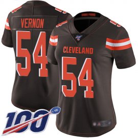 Nike Cleveland Browns #54 Olivier Vernon Brown Team Color Womens Stitched NFL 100th Season Vapor Limited Jersey