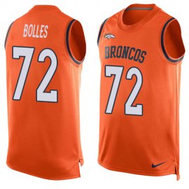 Nike Denver Broncos #72 Garett Bolles Orange Team Color Mens Stitched NFL Limited Tank Top Jersey